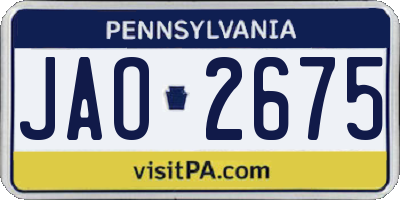 PA license plate JAO2675