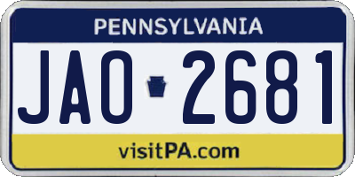 PA license plate JAO2681