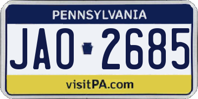 PA license plate JAO2685