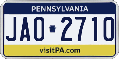 PA license plate JAO2710