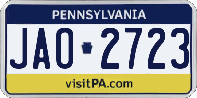 PA license plate JAO2723