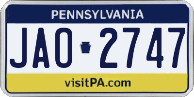 PA license plate JAO2747