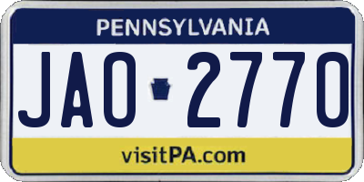 PA license plate JAO2770