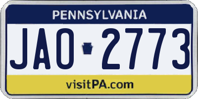 PA license plate JAO2773