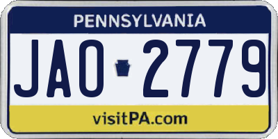 PA license plate JAO2779