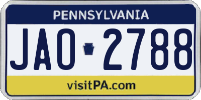 PA license plate JAO2788