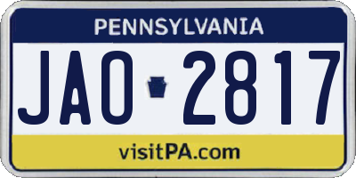 PA license plate JAO2817