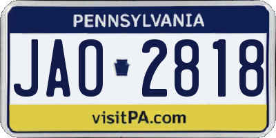 PA license plate JAO2818