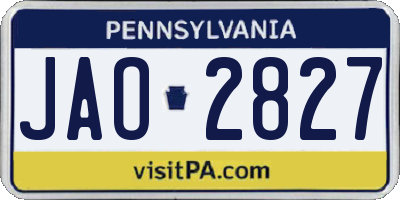PA license plate JAO2827