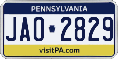 PA license plate JAO2829
