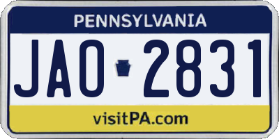 PA license plate JAO2831