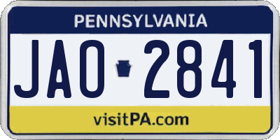 PA license plate JAO2841