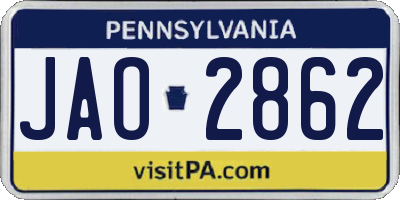 PA license plate JAO2862