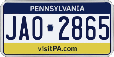 PA license plate JAO2865
