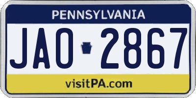 PA license plate JAO2867