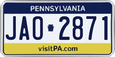 PA license plate JAO2871