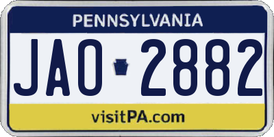PA license plate JAO2882