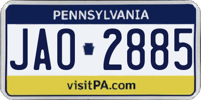 PA license plate JAO2885