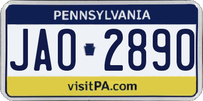 PA license plate JAO2890