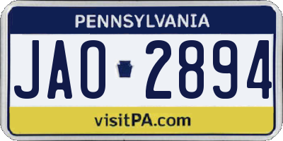 PA license plate JAO2894