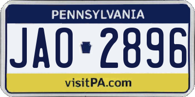 PA license plate JAO2896