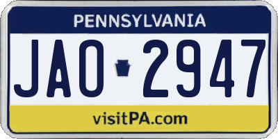 PA license plate JAO2947