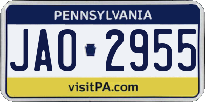 PA license plate JAO2955