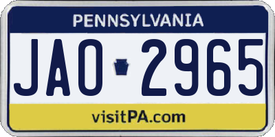 PA license plate JAO2965