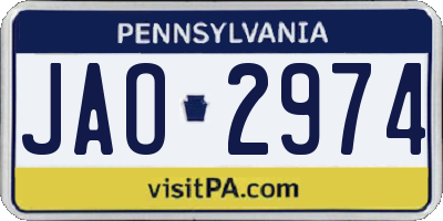 PA license plate JAO2974