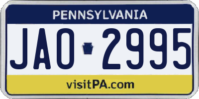 PA license plate JAO2995