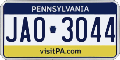 PA license plate JAO3044