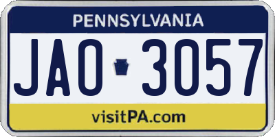 PA license plate JAO3057
