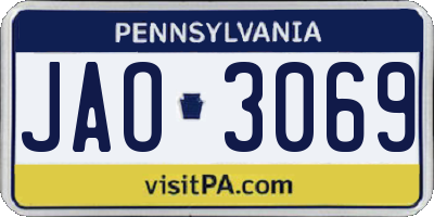 PA license plate JAO3069