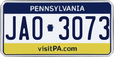 PA license plate JAO3073