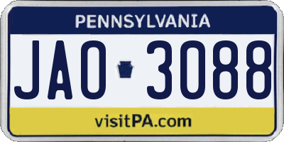 PA license plate JAO3088