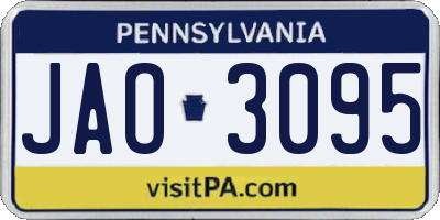 PA license plate JAO3095