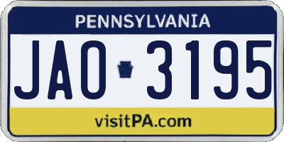 PA license plate JAO3195