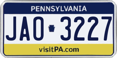 PA license plate JAO3227
