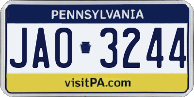 PA license plate JAO3244