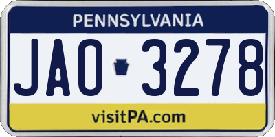 PA license plate JAO3278