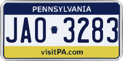 PA license plate JAO3283