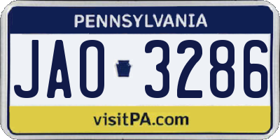 PA license plate JAO3286