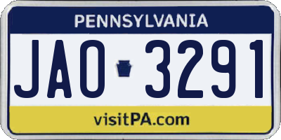 PA license plate JAO3291