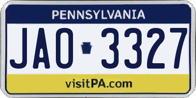 PA license plate JAO3327