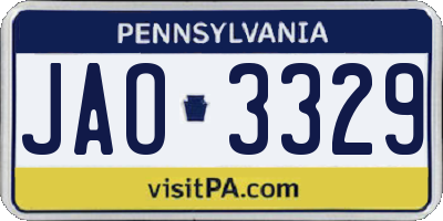 PA license plate JAO3329