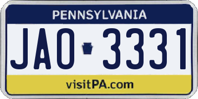 PA license plate JAO3331