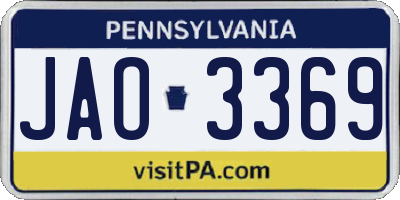PA license plate JAO3369
