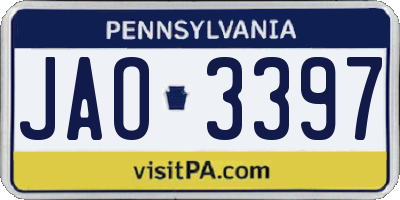 PA license plate JAO3397