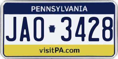 PA license plate JAO3428