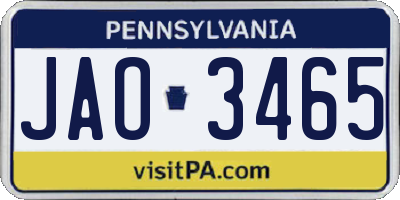 PA license plate JAO3465